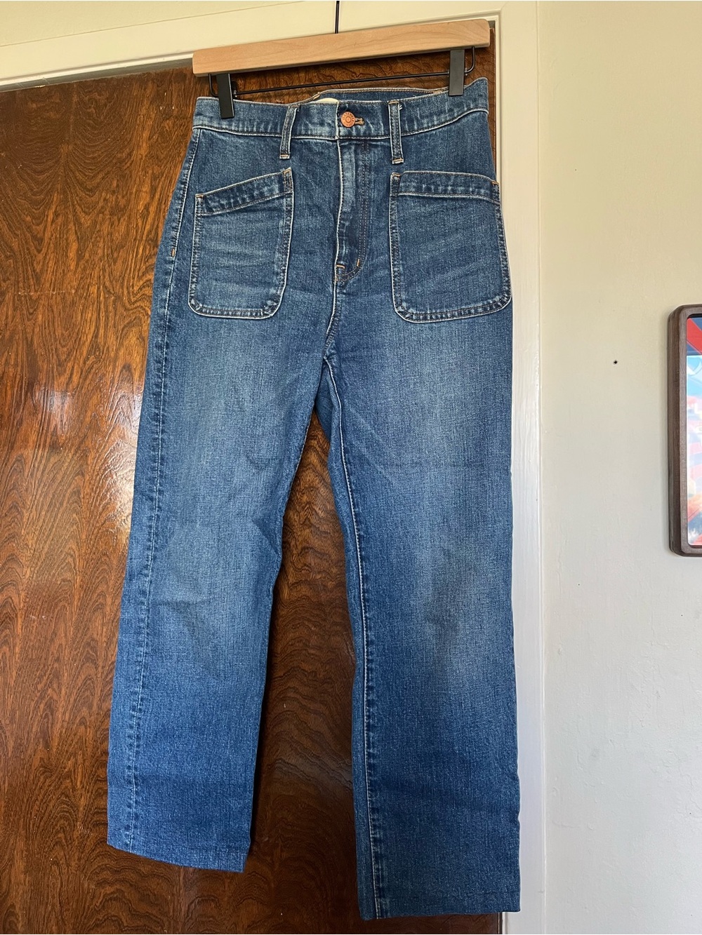 Madewell Straight-Leg Blue Jeans with Front Patch Pockets